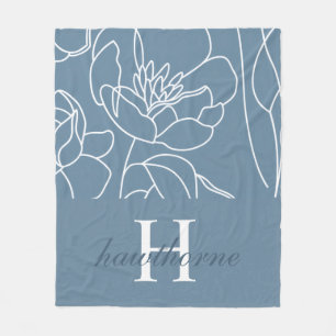 Couverture Polaire Nom de fleur sauvage élégant moderne bleu
