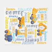 Couverture Polaire Nom de garçon personnalisé de construction camions (Devant (Horizontal))