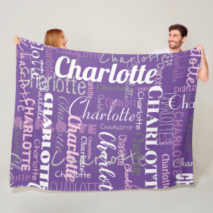Couverture Polaire Nom de Graffiti Motif moderne violet rose