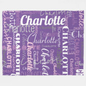 Couverture Polaire Nom de Graffiti Motif moderne violet rose (Devant (Horizontal))