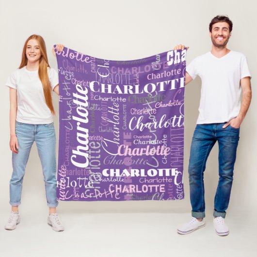 Couverture Polaire Nom de Graffiti Motif moderne violet rose (En situation)