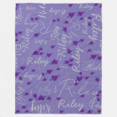Couverture Polaire Nom de la calligraphie Coeurs violets initiaux Pér (Devant)