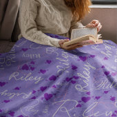 Couverture Polaire Nom de la calligraphie Coeurs violets initiaux Pér