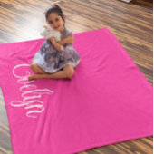 Couverture Polaire Nom de la calligraphie rose et blanc