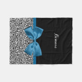 Couverture Polaire Nom de la fille Empreinte de léopard joli ruban bl (Devant (Horizontal))