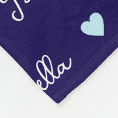 Couverture Polaire Nom de la fille et Coeurs bleu personnalisé (Coin)