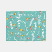 Couverture Polaire Nom de la fille Flamant rose à ananas tropical Per (Devant (Horizontal))