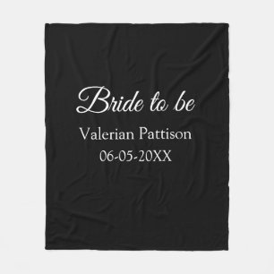 Couverture Polaire Nom de la future mariée date noir blanc enterremen