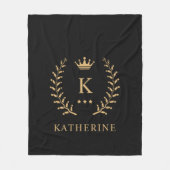 Couverture Polaire Nom de la Personnaliser et premier monogramme noir (Devant)