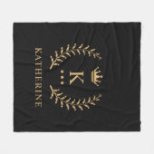 Couverture Polaire Nom de la Personnaliser et premier monogramme noir (Devant (Horizontal))