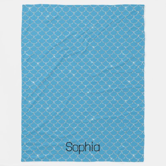 Couverture Polaire Nom de la sirène bleue Silver Aqua (Devant)