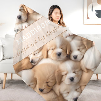 Couverture Polaire Nom de l'Amoureux des chiens des chiots mignons Bl