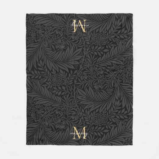 Couverture Polaire Nom de l'animal de compagnie Black Botanical Gold  (Devant)