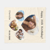 Couverture Polaire Nom de l'anniversaire photo coeur collage crème (Devant (Horizontal))