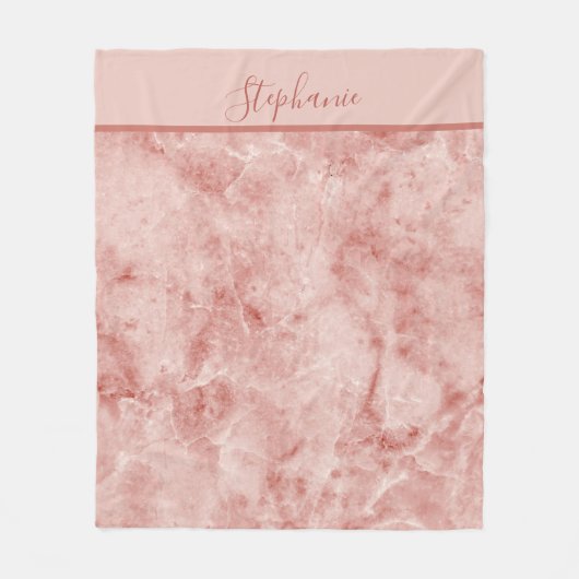 Couverture Polaire Nom de monogramme Corail Rose Marbre Blanc (Devant)
