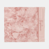 Couverture Polaire Nom de monogramme Corail Rose Marbre Blanc (Devant (Horizontal))