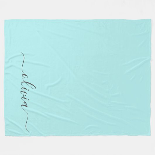 Couverture Polaire Nom de monogramme girly de script moderne sarcelle (Devant (Horizontal))