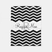 Couverture Polaire Nom de Monogramme noir et blanc Keepsaké Chevron (Devant)