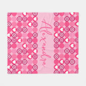 Couverture Polaire Nom de motif de cœur et de fleur roses mignon de l (Devant (Horizontal))