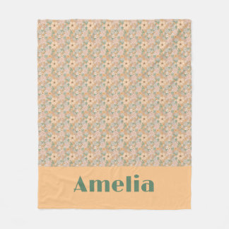Couverture Polaire nom de motif floral beige pastel