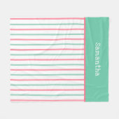 Couverture Polaire Nom de rayures vert menthe rose (Devant (Horizontal))