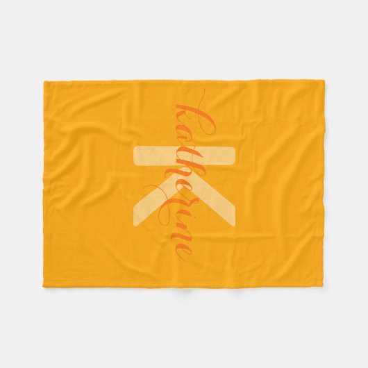 Couverture Polaire Nom de script à monogramme orange (Devant (Horizontal))
