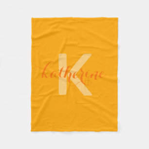 Couverture Polaire Nom de script à monogramme orange