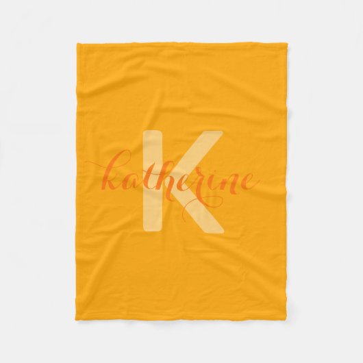 Couverture Polaire Nom de script à monogramme orange (Devant)
