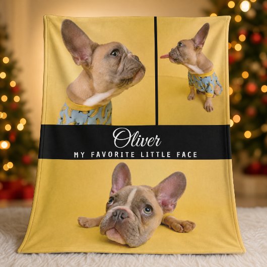 Couverture Polaire Nom de script de collage de photos de chien Cadeau