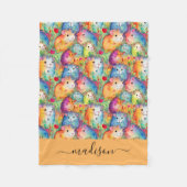 Couverture Polaire Nom de script de motif de cochons d'Inde mignons (Devant)