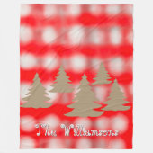 Couverture Polaire Nom de script mignon tartan rouge or blanc arbres (Devant)