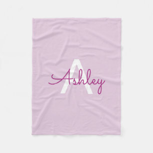 Couverture Polaire Nom de script & monogramme Magenta & Violet clai