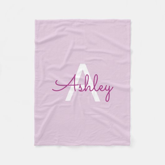 Couverture Polaire Nom de script & monogramme | Magenta & Violet clai (Devant)