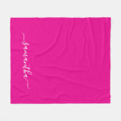 Couverture Polaire Nom de signature élégant en rose chaud et blanc (Devant (Horizontal))