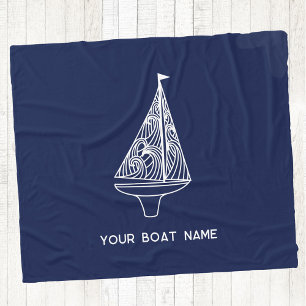 Couverture Polaire Nom du bateau à voiles Nautique Marine Bleue
