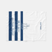 Couverture Polaire Nom du bateau nautique, Ancre Marine Bleu rayé (Devant (Horizontal))