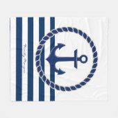 Couverture Polaire Nom du bateau nautique, Ancre Marine Bleu rayé (Devant (Horizontal))