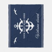 Couverture Polaire Nom du bateau personnalisé Ancre de roue du navire (Devant)