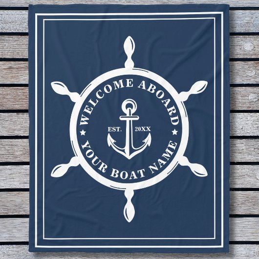 Couverture Polaire Nom du bateau sur mesure nautique Ancre Roue Marin