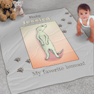 Couverture Polaire Nom du bébé Meerkat Meerkat, Pêche Gris Doux Perso