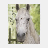 Couverture Polaire Nom du cheval blanc tacheté Personnalisé (Devant)