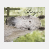 Couverture Polaire Nom du cheval blanc tacheté Personnalisé (Devant (Horizontal))