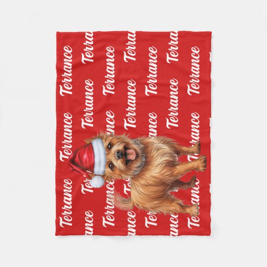 Couverture Polaire Nom du chien Terrier australien Patterned Christma (Devant)