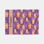 Couverture Polaire Nom du Citrouille blanc mignon Police Blanche (Devant (Horizontal))