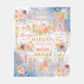 Couverture Polaire Nom du collage personnalisé floral (Devant)