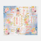 Couverture Polaire Nom du collage personnalisé floral (Devant (Horizontal))