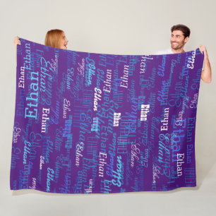 Couverture Polaire Nom du garçon personnalisé Couleur royale-violet p