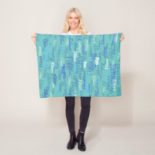 Couverture Polaire Nom du garçon personnalisé Turquoise clair personn