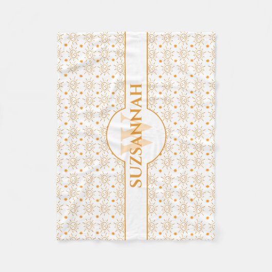 Couverture Polaire Nom du monogramme amusant Main tiré Sun (Devant)