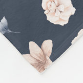 Couverture Polaire Nom du monogramme Blush Rose Navy Blue Floral (Coin)